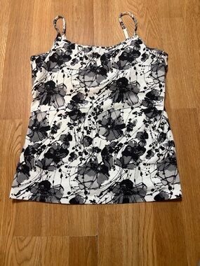 Apt. 9 Black and White Floral Spaghetti Strap Tank